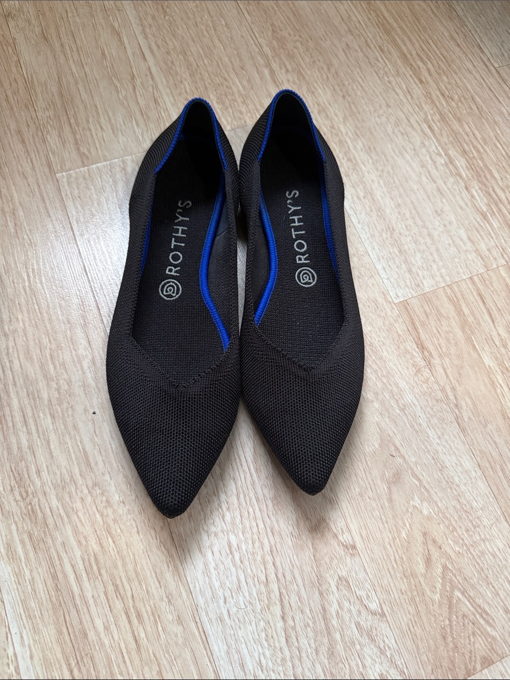 ROTHYS Black With Blue Knit Pointed Toe Flats Women's Shoes Size 10